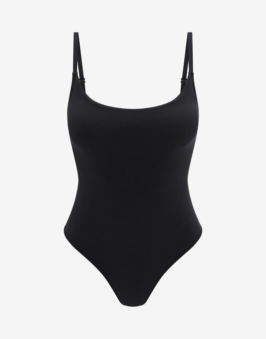 Seamless Stretch Cotton Bodysuit Noir Braelia - vue 1