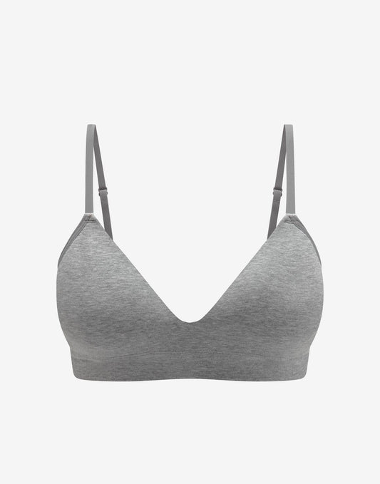 Seamless Stretch Cotton Wireless Bra Gris chiné Braelia - vue 1
