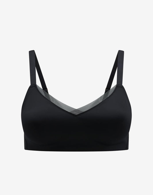 24/7® Classic Wireless Crossover Minimizer Bra Noir Braelia - vue 1