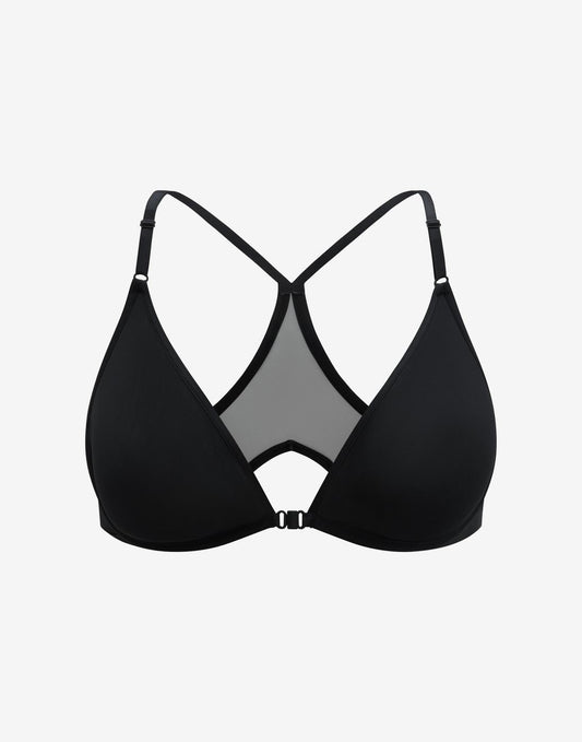 Bare Mesh Front Close Racerback Bra Noir Braelia - vue 1