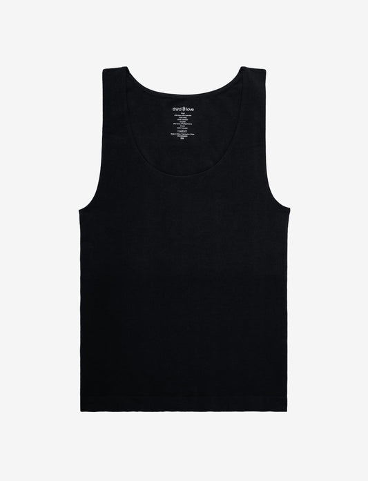 Seamless Stretch Cotton Shelf Tank Top Noir Braelia - vue 1