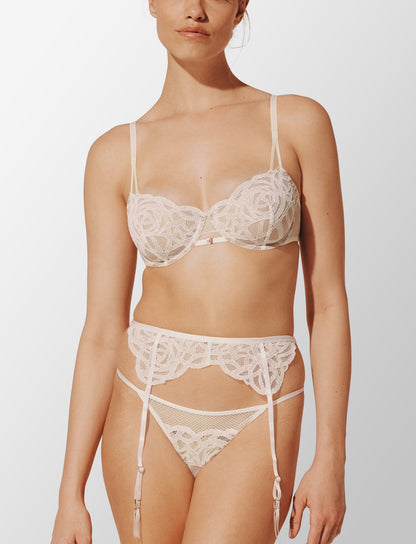 Rose Lace Thong & Garter Set Sel de mer Braelia - vue 2