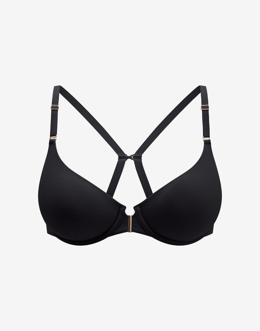 ComfortStretch Front Close T-Shirt Bra Noir Braelia - vue 1