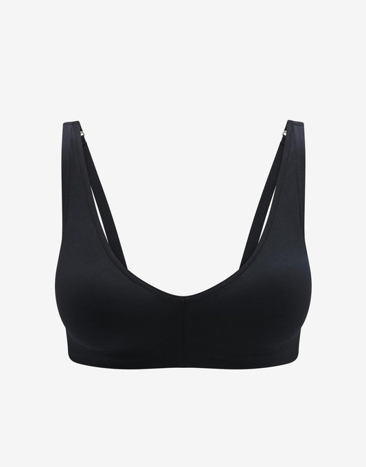 Organic Cloud Cotton Wireless Bra Noir Braelia - vue 1