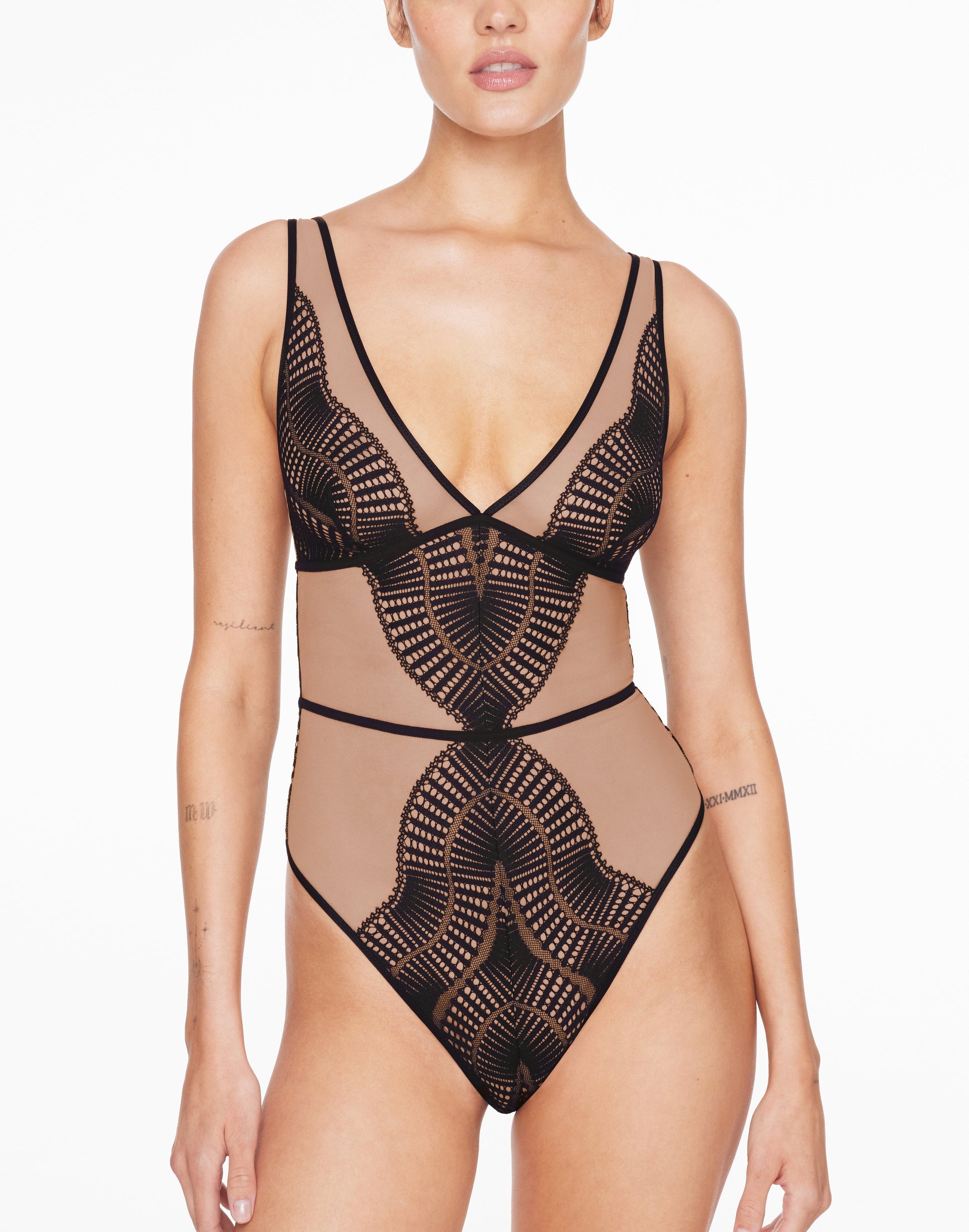 Fleur Lace Unlined Bodysuit Noir Braelia - vue 1