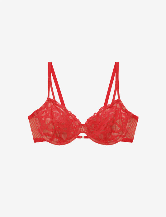 Rose Lace Unlined Demi Bra Rouge Braelia - vue 1