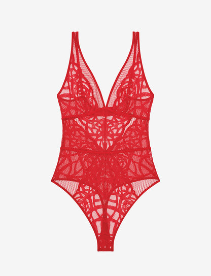 Rose Lace Unlined Bodysuit Rouge Braelia - vue 1