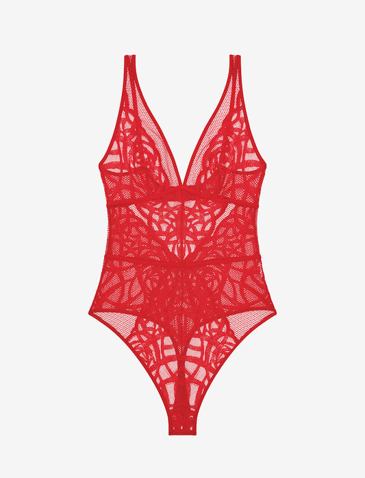 Rose Lace Unlined Bodysuit Rouge Braelia - vue 1