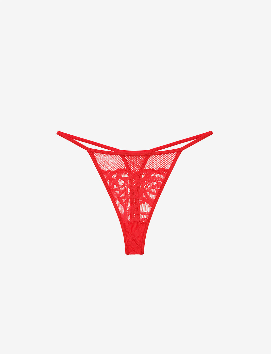 Rose Lace Thong & Garter Set Rouge Braelia - vue 5